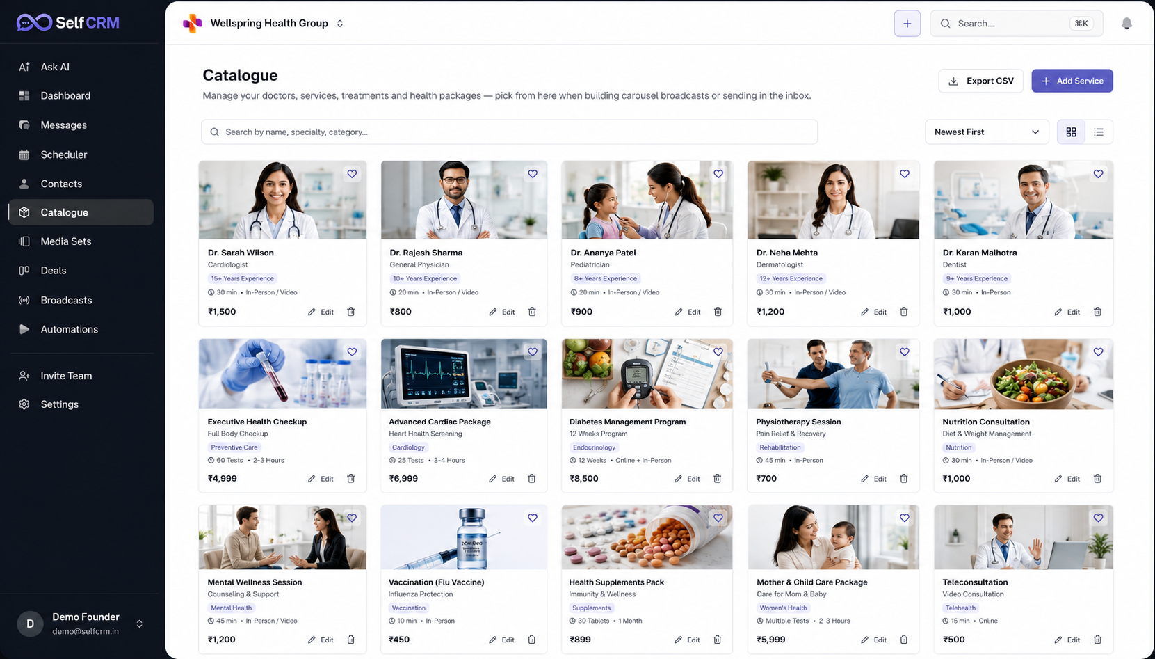 SelfCRM catalogue — manage and share your product catalogue over WhatsApp
